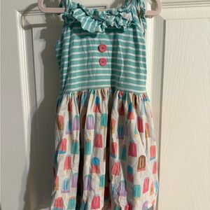 Eleanor Rose Green and White Popsicle Sleeveless Scoop Neck Sundress